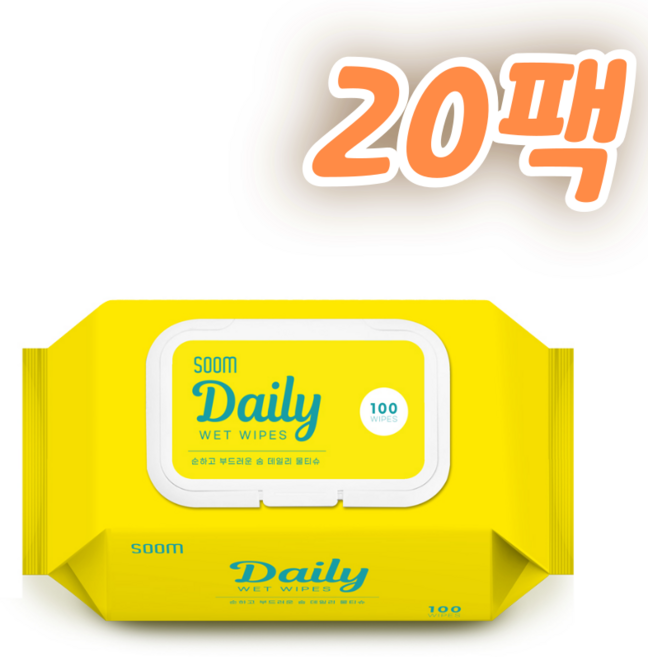 숨 데일리 물티슈 100매 20팩, 20개, 100개입, 4.1g