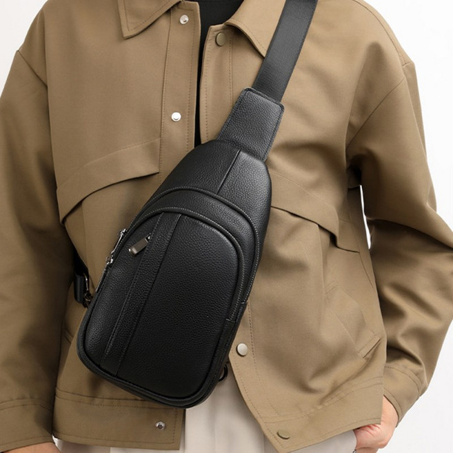 남자 소가죽 가방 데일리 캐쥬얼 크로스백 슬링백 여행 운동 다용도 체스트백