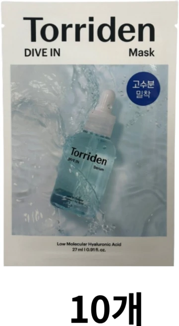 토리든 다이브인 저분자 히알루론산 마스크 27ml, 1개입, 10개 - 쿠팡