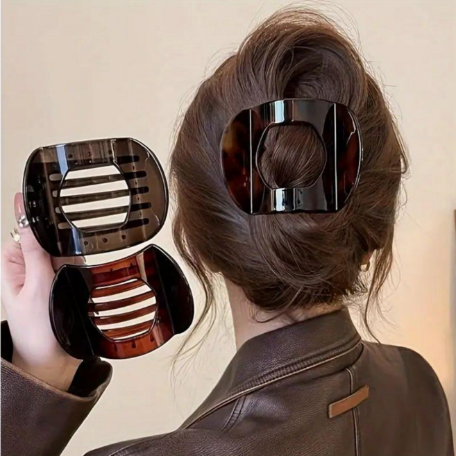 빅사이즈 반투명 사각 올림머리 헤어 집게핀 2종 세트