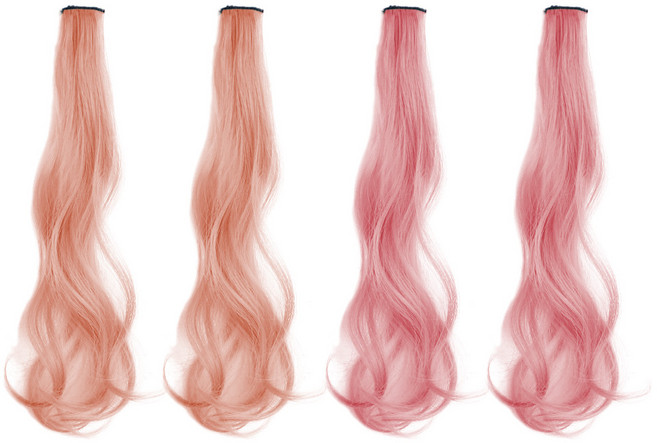 4개 세트 프리미엄 고열사 웨이브 컬러 헤어 피스 똑딱이 핀 붙임 머리 브릿지 부분 가발 물결 인조 머리카락 붙임머리 반가발 똑딱핀, S99008B(B세트, 1개