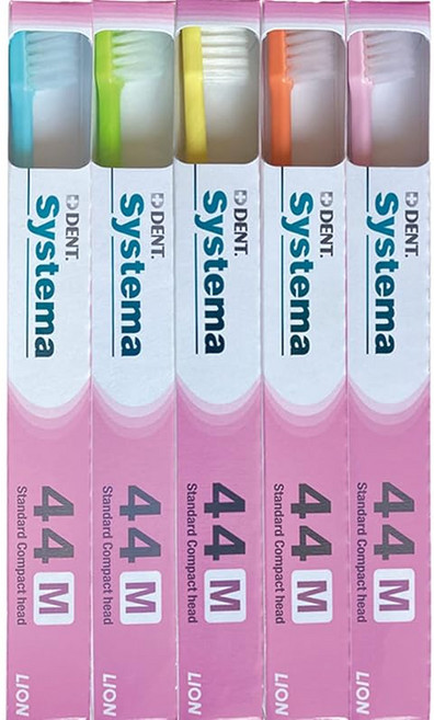 라이언 DENT. 시스테마 칫솔 44M (콤팩트 보통)×10개 성인용칫솔 치과 전매 일본 제품, 1개