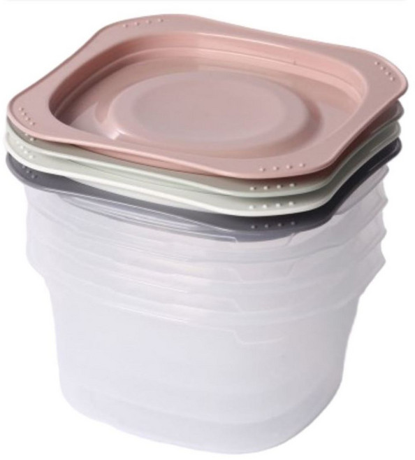 국내생산 전자렌지용 밀폐용기 300ml 반찬통 냉동밥 보관용기, 4개, 혼합