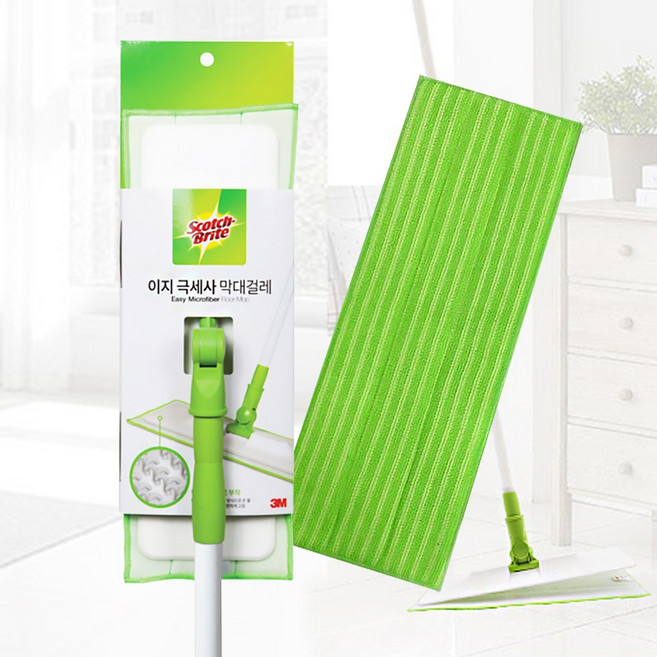 쓰리엠 이지 극세사 막대걸레 + 리필패드 2매 + 훅걸이1p, 1세트