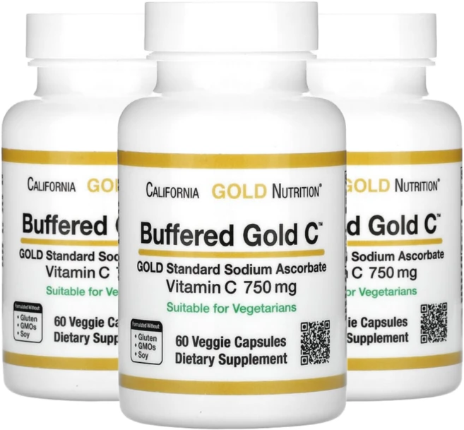 캘리포니아 골드 뉴트리션 CGN 중성 버퍼드 비타민C 750mg 60캡슐 3통, 60정, 3개 - 쿠팡
