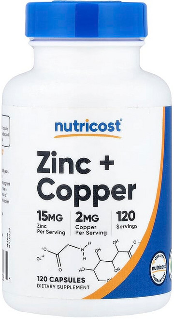 Nutricost 아연 + 구리 캡슐 120정 NCS-57238, 1개