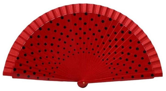 나무 부채 클래식 빈티지 스페인어 도트 패턴 접는, 1개, 2. 7