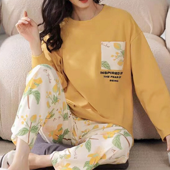 애플민트 여성 프린팅 홈웨어 긴팔 잠옷 세트