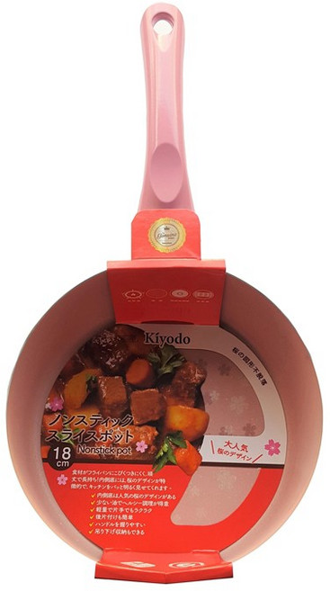 Kiyodo 櫻花物語不沾片手鍋18cm, 1個, 櫻花物語不沾片手鍋18cm-黑色