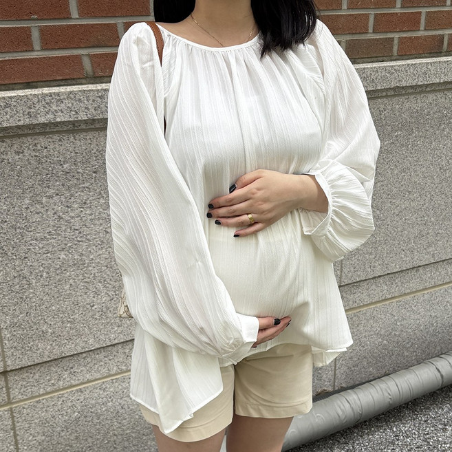 VANANA2 임부복 벌룬 플레어 블라우스