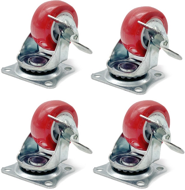 아이베란다 레드 우레탄 가구 바퀴 규격, 4개, 스토퍼회전바퀴 38mm JC
