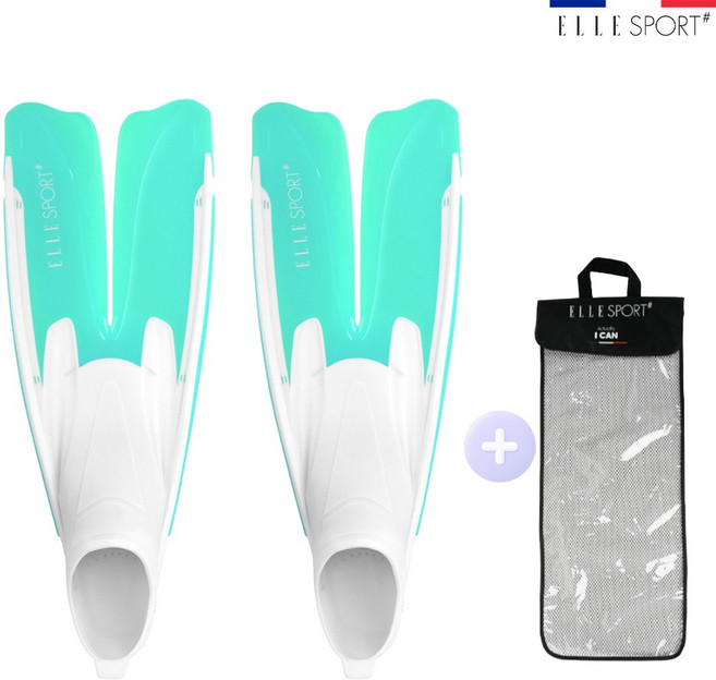 [엘르스포츠] split 오리발 트윈 숏핀 롱핀 고급형 Flippers 수영핀, 오리발ESF-600_화이트민트_XL