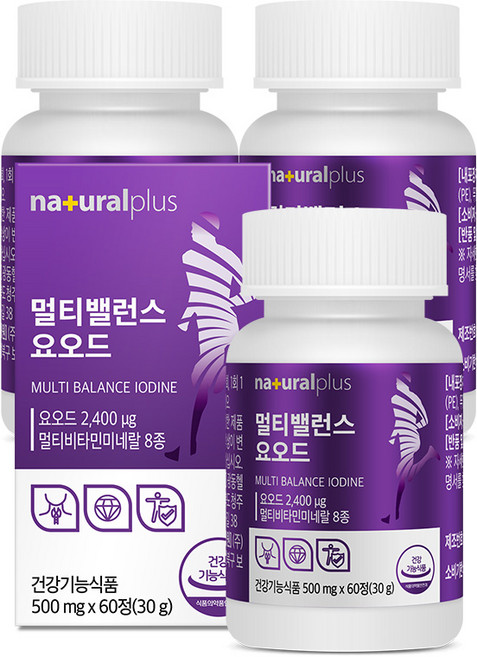 내츄럴플러스 멀티밸런스 요오드 / 갑상선건강 비타민 미네랄 7종 아이오딘, 60정, 3박스