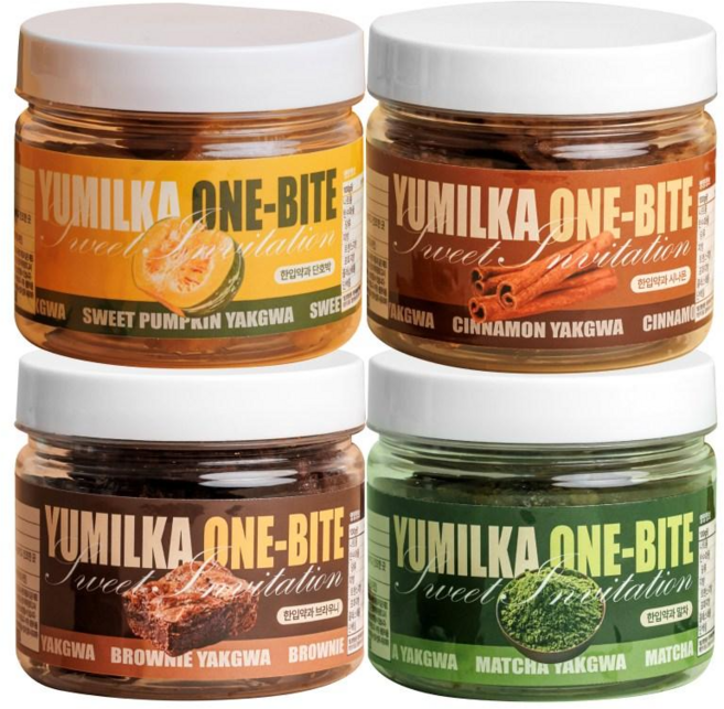 유밀가 미니 한입 약과 4종 종합세트, 4개, 130g