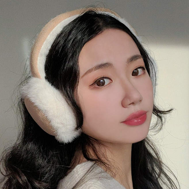 이코마켓 스웨이드 퍼 여성 겨울 털 귀마개 접이식 방한 귀도리