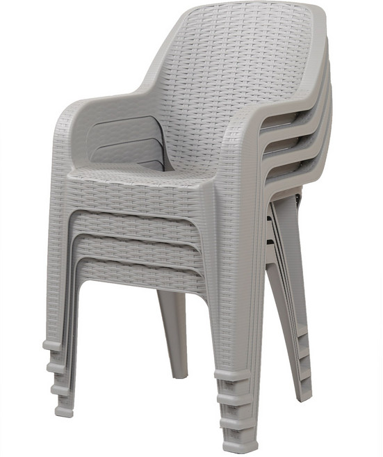 지오리빙 라탄 팔걸이 의자 4p 고객직접설치, 4개, 라이트그레이