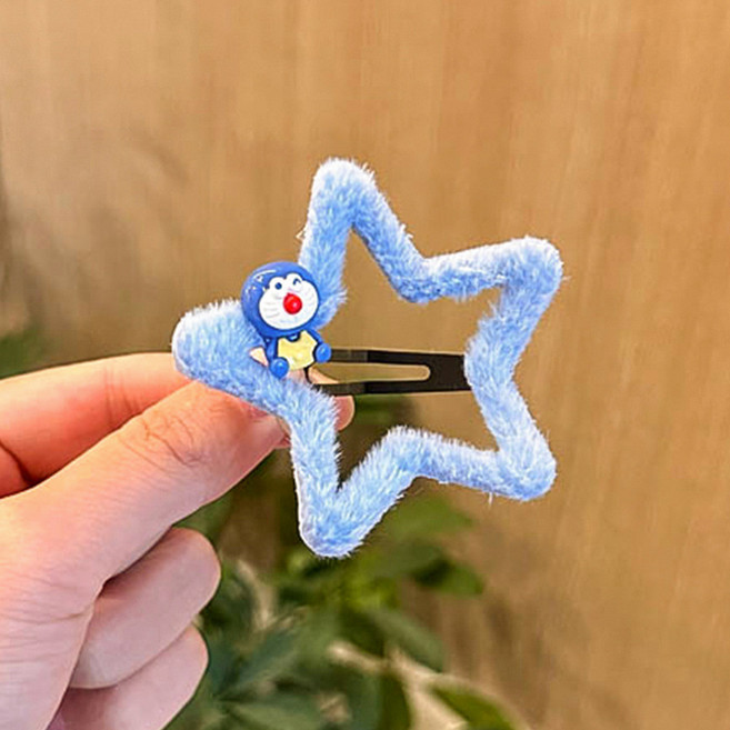 트렌디 파스텔 별 헤어클립 어린이집 등원용 캐릭터 핀 및 데일리 포인트 액세서리, 4#도라에몽*3