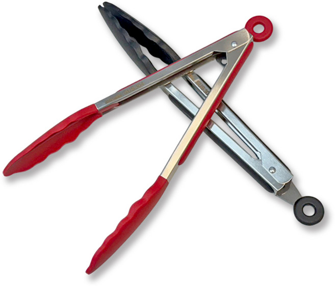 品樂生活 23CM食品級304不鏽鋼矽膠料理夾/食材夾/火鍋夾 耐高溫防燙 安全衛生 廚房燒烤必備, 紅色, 1個