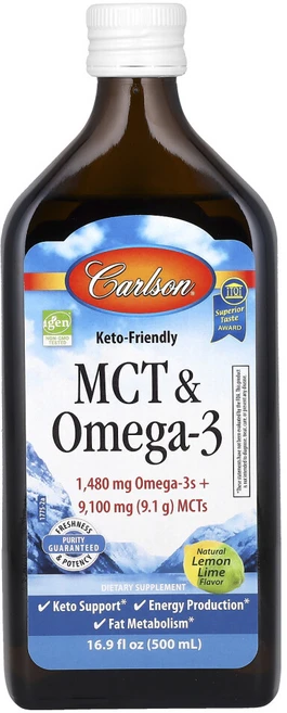 칼슨랩스 MCT 및 오메가-3 천연 레몬 라임 500ml(16.9fl oz), 16.9 액상 온스, 500ml - 쿠팡