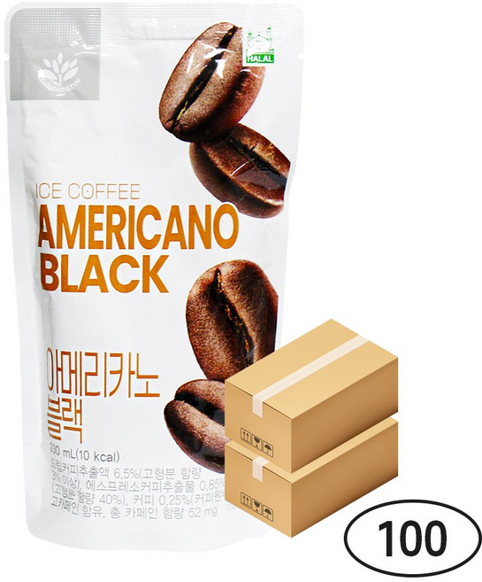 밸런스그로우 아메리카노 블랙 (빨대포함), 230ml, 100개