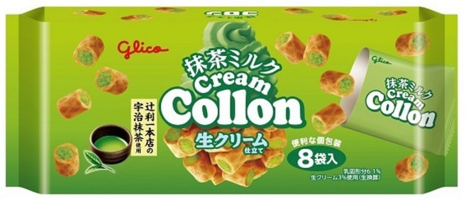 glico 固力果 Collon 卡龍 抹茶牛奶風味 捲心酥 8袋入, 1個