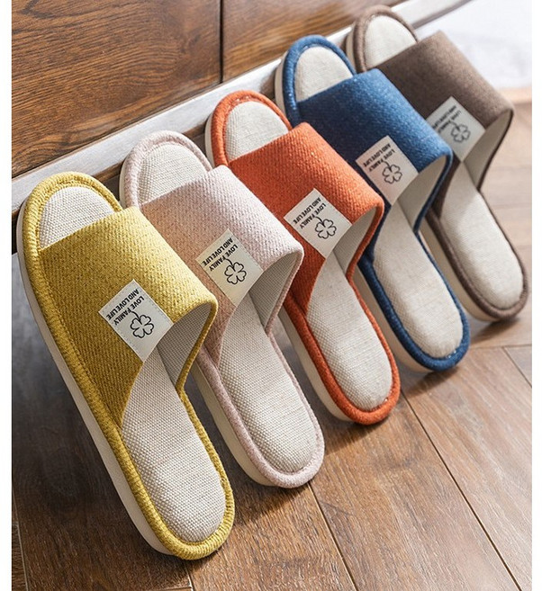 린넨 슬리퍼 거실화 뽀송한실내용 여름실내화 층간소음방지 사무실 병원 실내 슬리퍼, 그린