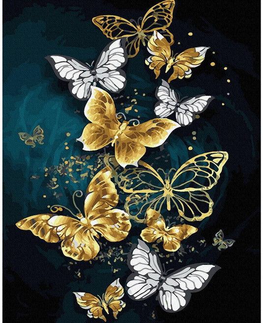 대형 명화 그리기 DIY 60X75cm 유화 캔버스 세트 거실 인테리어 그림 150종, E.동물, E005.황금나비, 1개, E005.황금나비