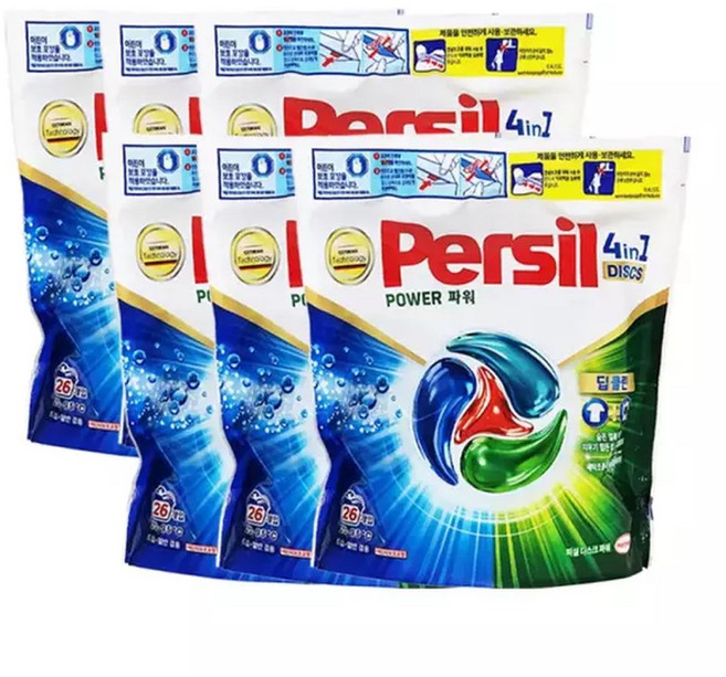 퍼실 캡슐형 세탁세제 디스크 파워 26개입 x 6개, 6박스