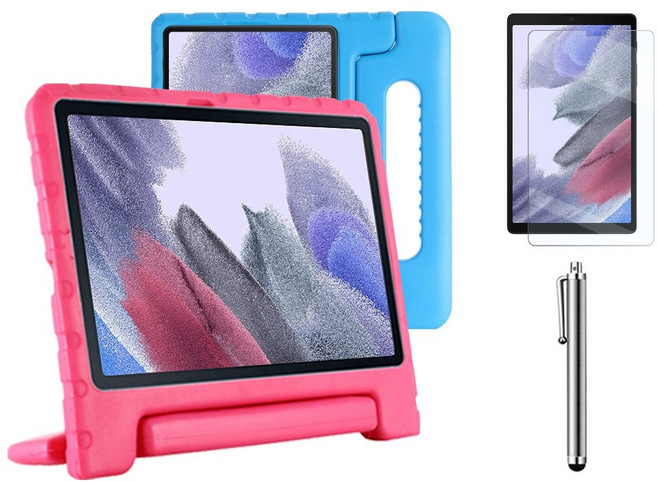 갤럭시탭A7 라이트 Lite 8.7 에바폼 커버 케이스+액정필름+터치펜 SM-T220 T220N T225 T225N 케이스나라, 핑크, 1개