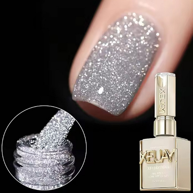 더로만 리얼 다이아 반사 글리터 젤 네일 폴리쉬, 03 실버, 15g, 1개