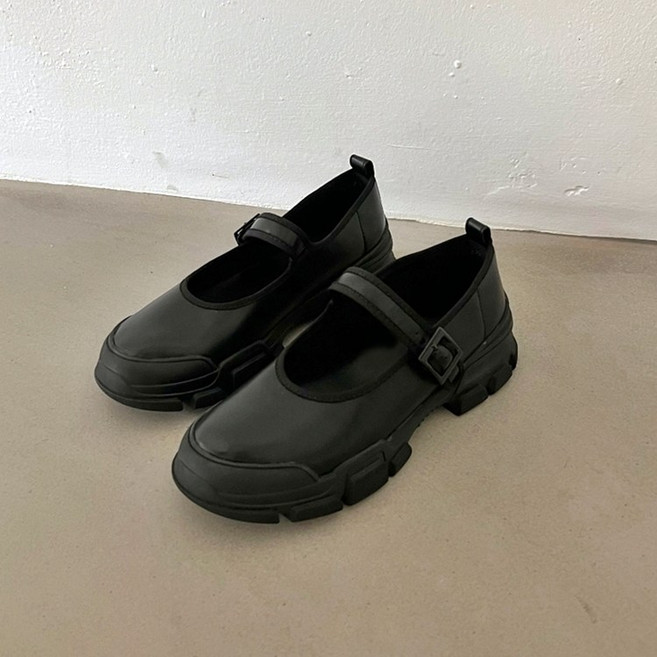 메쉬 메리제인 버클 스트랩 어글리 통굽 로퍼 3cm