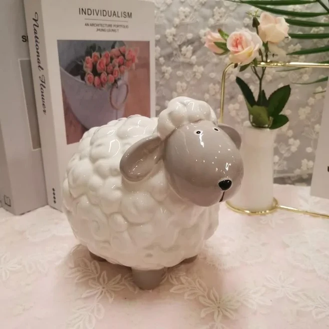 귀여운 돼지 저금통 고급 소녀 양을 위한 생일 선물, 07 sheep white