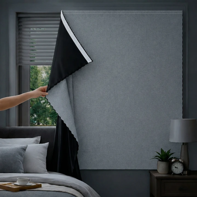 휴바움 무타공 창문형 붙이는 암막커튼