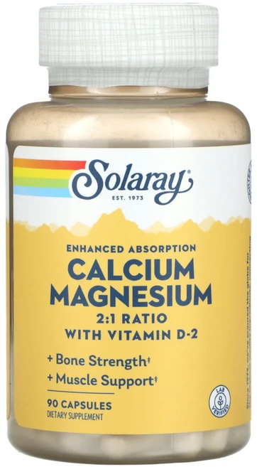 Solaray 흡수력 강화 칼슘 마그네슘 캡슐 90정, Solaray 흡수력 강화 칼슘 마..., 1개 - 쿠팡