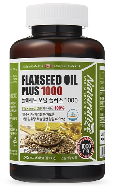 네추럴라이즈 플랙시드 오일 플러스 1000, 180정, 1개 - 쿠팡