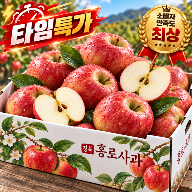 [타임특가/재구매율1위] 산지직송 고당도 꿀홍로사과, 1박스, 5kg(당도엄선/로얄)