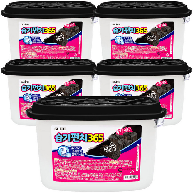 지라이프습기펀치 365참숯제습제, 200g, 5개