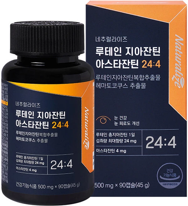 네추럴라이즈 라이즈 루테인 지아잔틴 아스타잔틴 24:4 500mg x 90캡슐 1박스, 1개, 90정 - 쿠팡