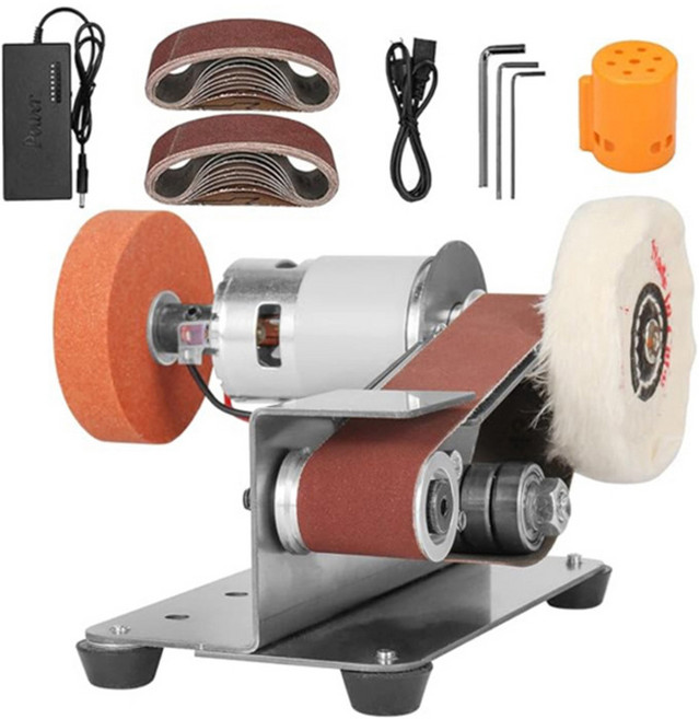 JENMV 탁상그라인더 연마기 벨트샌더 목공 탁상 그라인더 미니그라인더 목공전용, 1개