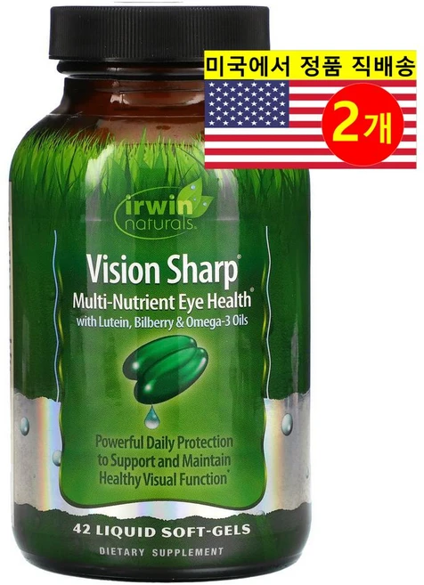 Irwin Naturals 어윈 내추럴스 비전 샤프 멀티 누트리언트 아이 헬쓰 보충제 Eye Health, 42정, 2개 - 쿠팡