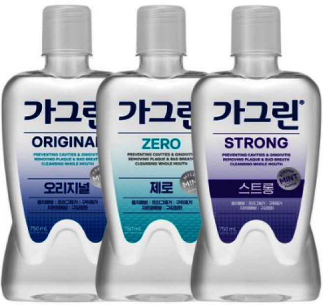 가그린x/스트롱+제로+라임, 3개, 3개입, 750ml