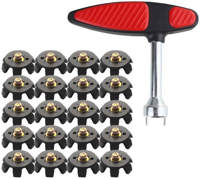 징크 골프화 스파이크징 교체 골프화징, 20개, 나사형, 블랙, 렌치세트