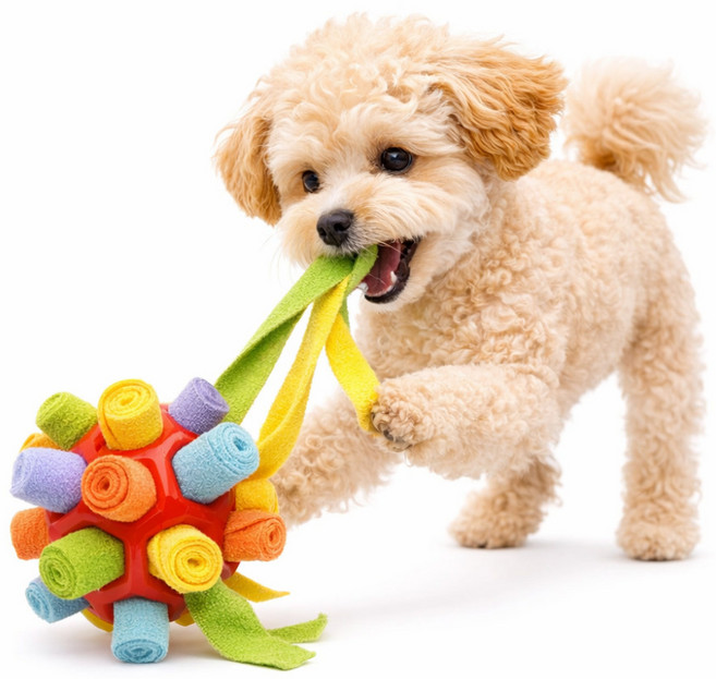 나다온 강아지 노즈워크 볼 장난감 난이도조절 +바스락신문지 증정, 혼합색상, 1개