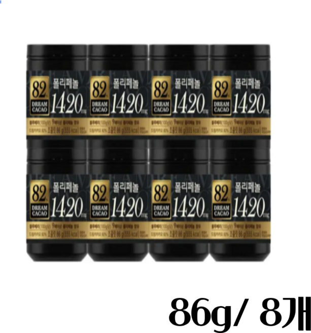 롯데 드림카카오 82% 폴리페놀 초콜릿, 86g, 8개