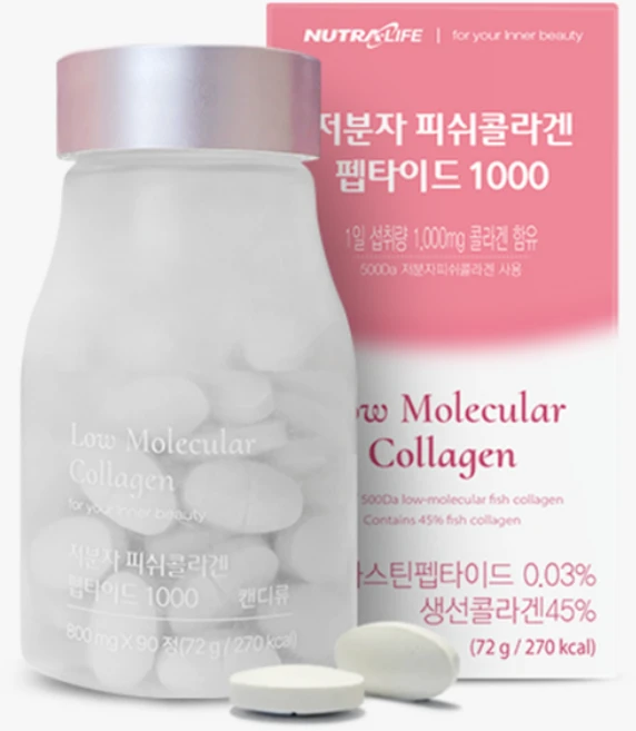 뉴트라라이프 저분자 피쉬콜라겐 펩타이드 1000 1개월분, 90정, 1개, 90정 - 쿠팡