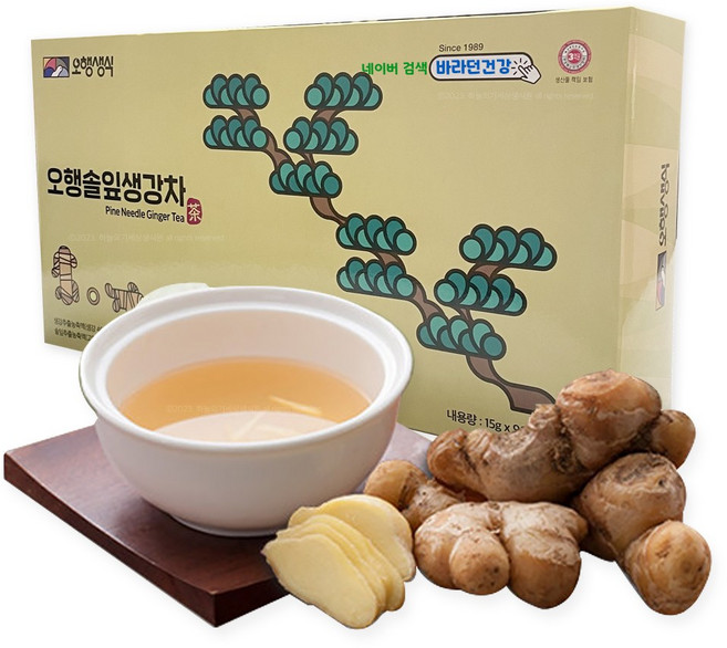 오행생식 오행솔잎생강차- 일반 (생강차) 강한 매운맛 전통한방차, 15g, 90개입, 1개, 15g