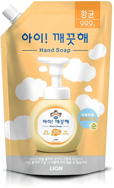 아이깨끗해 핸드워시 리필용 순 파우더향, 600ml, 1개