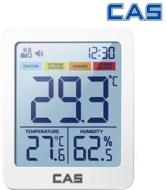 CAS 디지털 체감온도계 체감온도 측정기 산업용 가정용 온습도계 4단계 온도경고 알람기능 백라이트, 1개