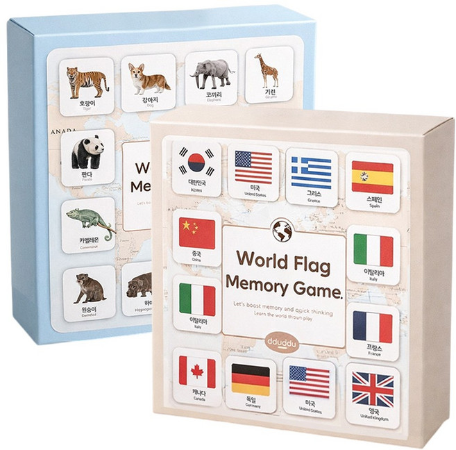 뚜뚜 메모리게임 동물 실사 세계 국기 2종, 1개