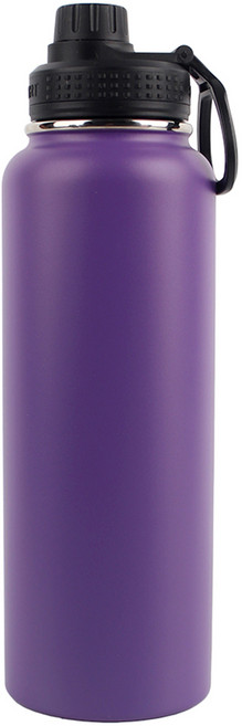 투데이리빙 보온 보냉 스텐 핸들 텀블러 대용량 물병 밀폐형 회전식 스파우트 캡뚜껑 물통 듀얼 드링크 물병 핸드 커버 홀더 손잡이 보틀, 1개, 1200ml, 퍼플